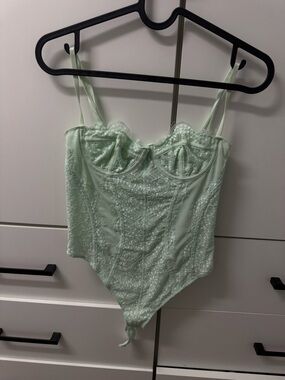 Light Mint Lace Bustier Bodysuit corset